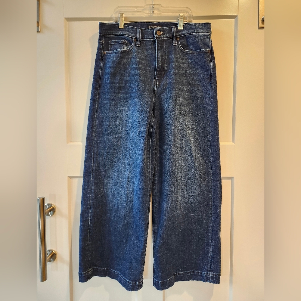 Banana Republic High Rise Wide Leg Crop Dark Blue Denim Jeans